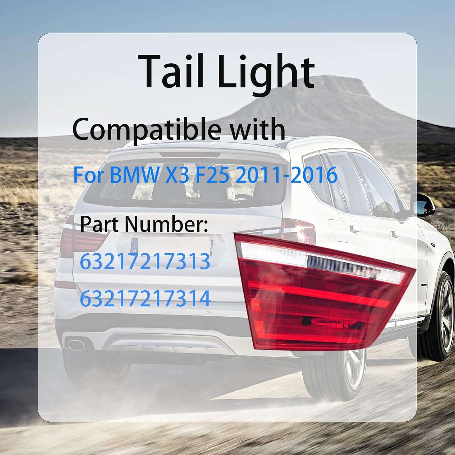 Inner Left Driver Side Tail Lights for BMW X3 F25 2011 2012 2013 2014 2015 2016, HETEFA LED Rear Left Side Taillights Replacement Brake Lamps, Plug and Play, 63217217313, 63217217314