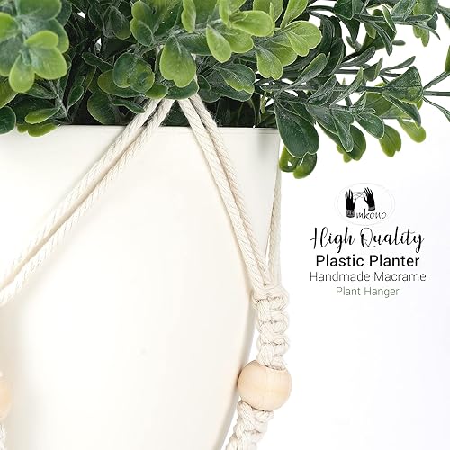 Miniatura 4 de Mkono Juego de 2 plantas colgantes falsas con maceta plantas colgantes decoración artificial colgador de plantas de macramé con 2 plantas