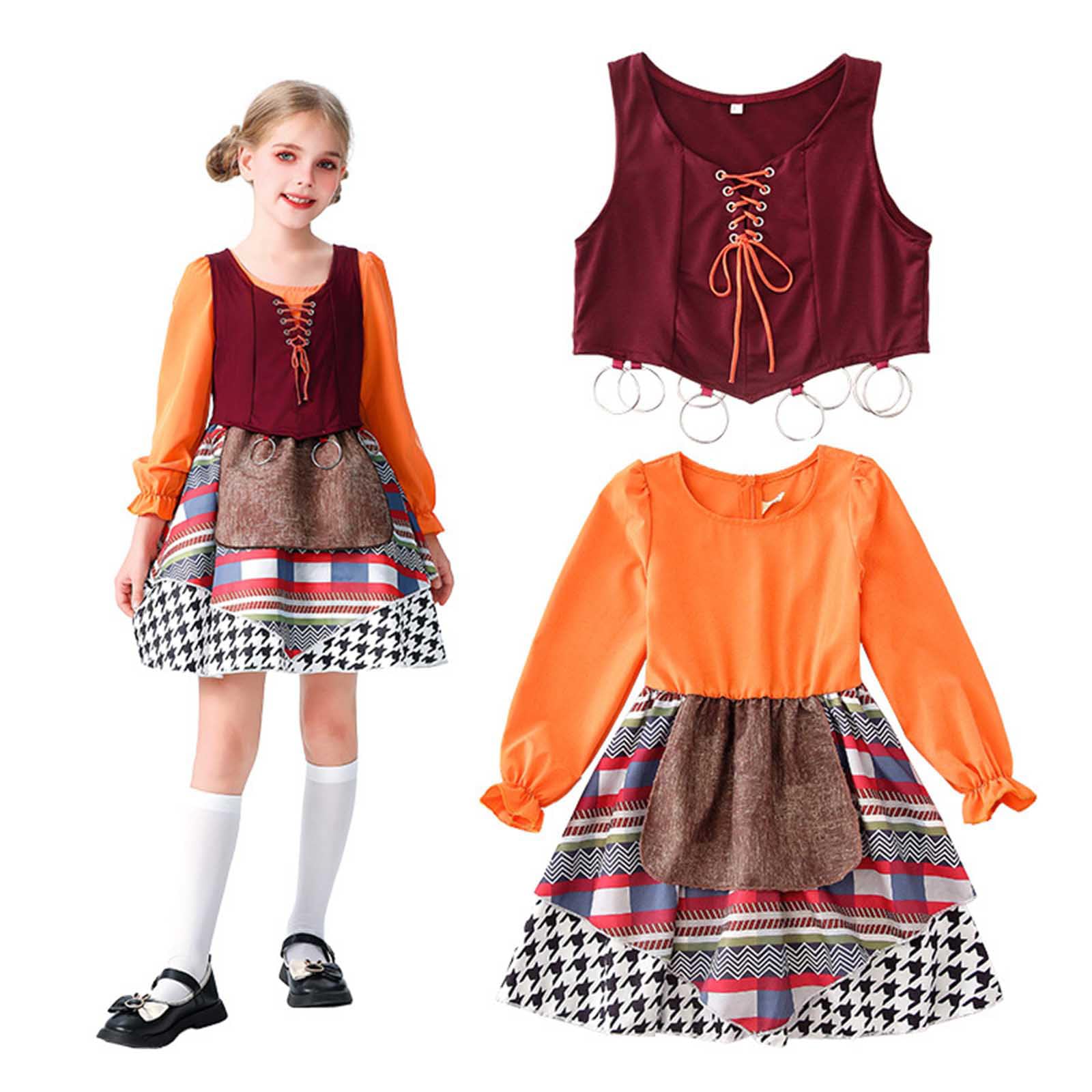 Vestito Halloween per Bambina Disfraz Cosplay Disfraz Halloween per Bambina Abito Confortevole Senza Restrizioni Completo di Vestiti da Festa per Bimbe Vestito da Festa per Festa, Cosplay, Carnevale