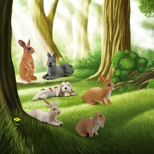 Miniatura 4 de LC JoyCre Figura de conejo, 6 unidades, juguetes de conejito para niños, decoración de pasteles, decoración de pasteles, suministros de fiesta de