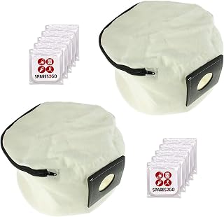 SPARES2GO 2 x Reusable Washable Cloth Zip Up Bags for Numatic Henry Hetty James etc Vacuum Cleaner + Freshener Tabs