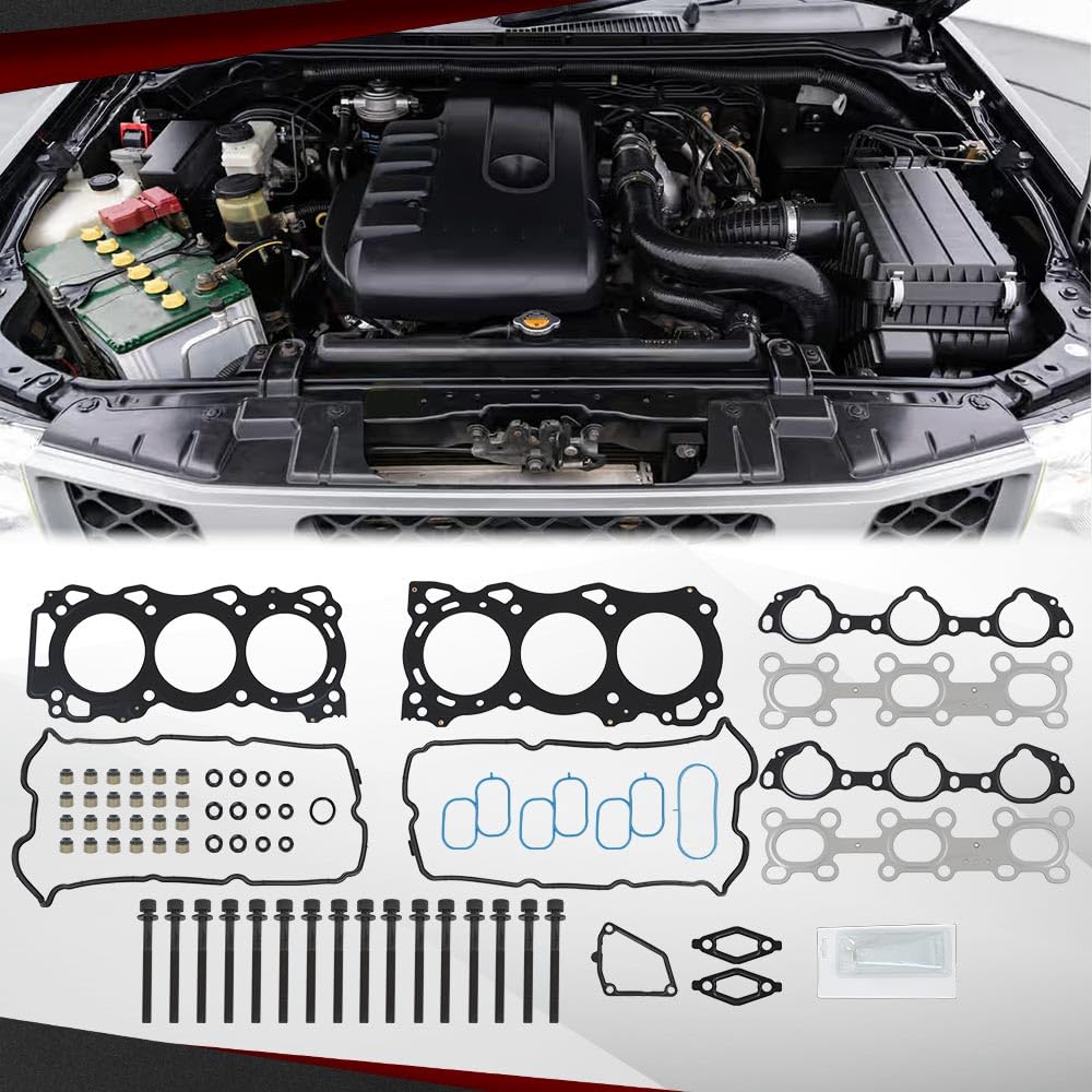 CROSSDESIGN Head Gasket Set Bolts HS26370PT ES72900 Compatible with Nissan Frontier 4.0L 2005-2019/Fit Nissan NV1500 NV2500 NV3500 4.0L 2012-2020/Fit Suzuki Equator 4.0L 2009-2012
