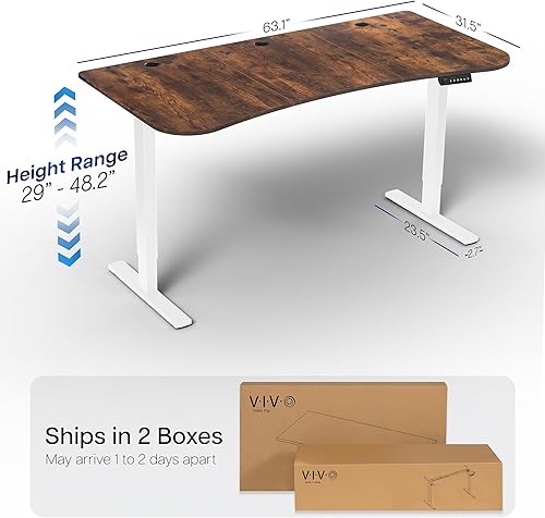 Vista 730 de VIVO DESK-KIT-1W6G - Escritorio eléctrico de pie de 60 x 24 pulgadas, ajuste de altura de memoria, serie 1B, parte superior de nogal oscuro de una