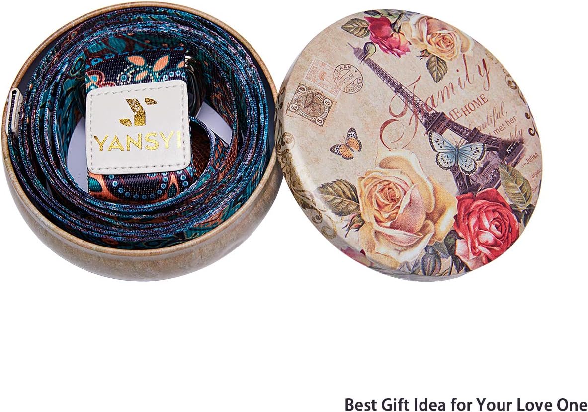 YANSYI Yoga Strap (6ft, 8ft), Eco-Printed Durable Premium Fabric Exercise Straps w/Adjustable D-Ring Buckle for Stretching, General Fitness, Flexibility and Physical Therapy
