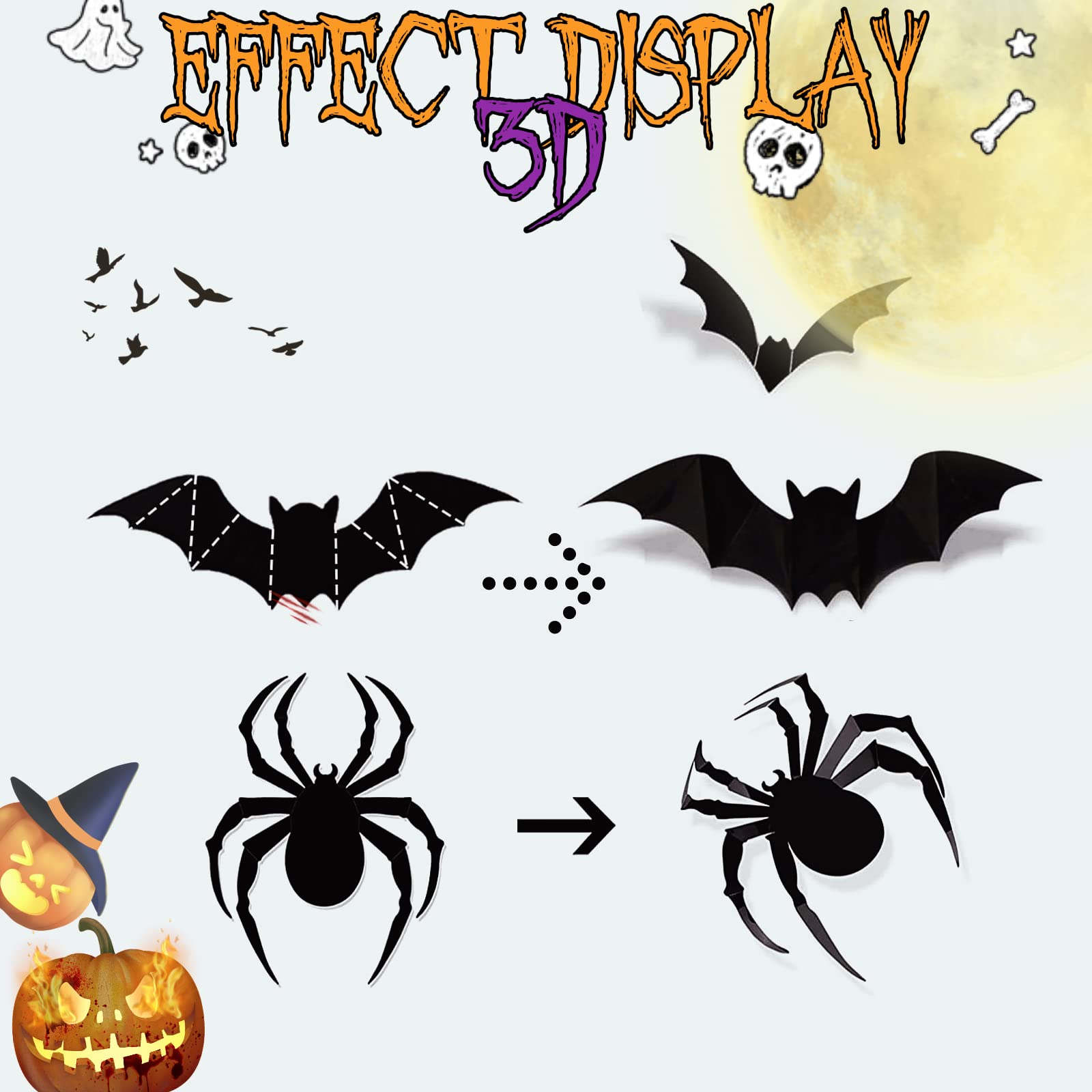 Fledermaus Aufkleber, 56 Stück Halloween