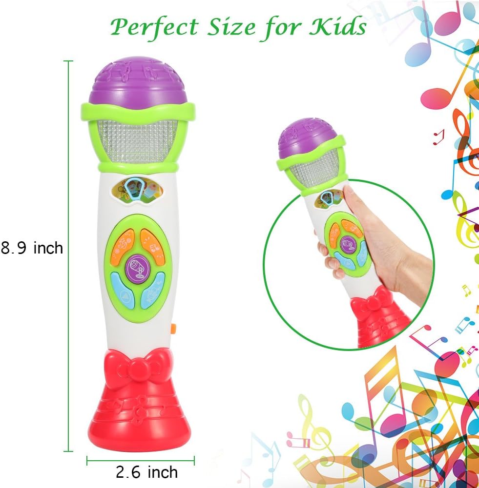 Kids Karaoke Microphone Machine - Voice Changing and Recording - Colorful Lights - Best Toys for Girls and Toddlers - Green