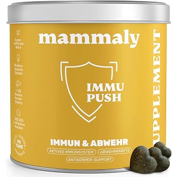 mammaly 14-in-1 Immune System Treat for Dogs - Immu Push 110 Snacks 325 g - Strengthens Defences with Rose Hip Pomegranate Ashwagandha Brewers Yeast Zinc - Rich in Antioxidants Vitamin A C K