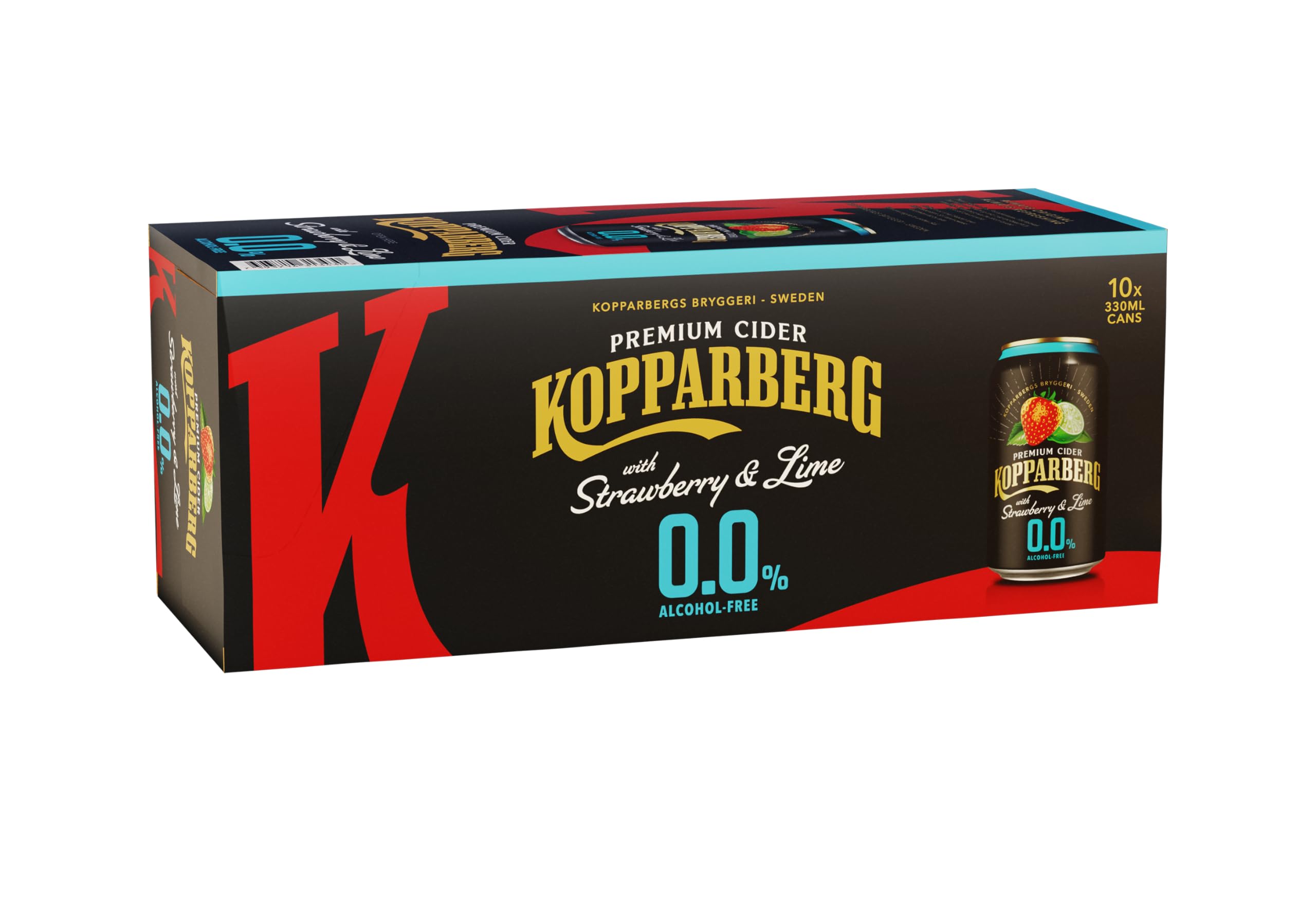 Kopparberg Premium Alcohol Free Cider Strawberry and Lime, 10 x 330ml