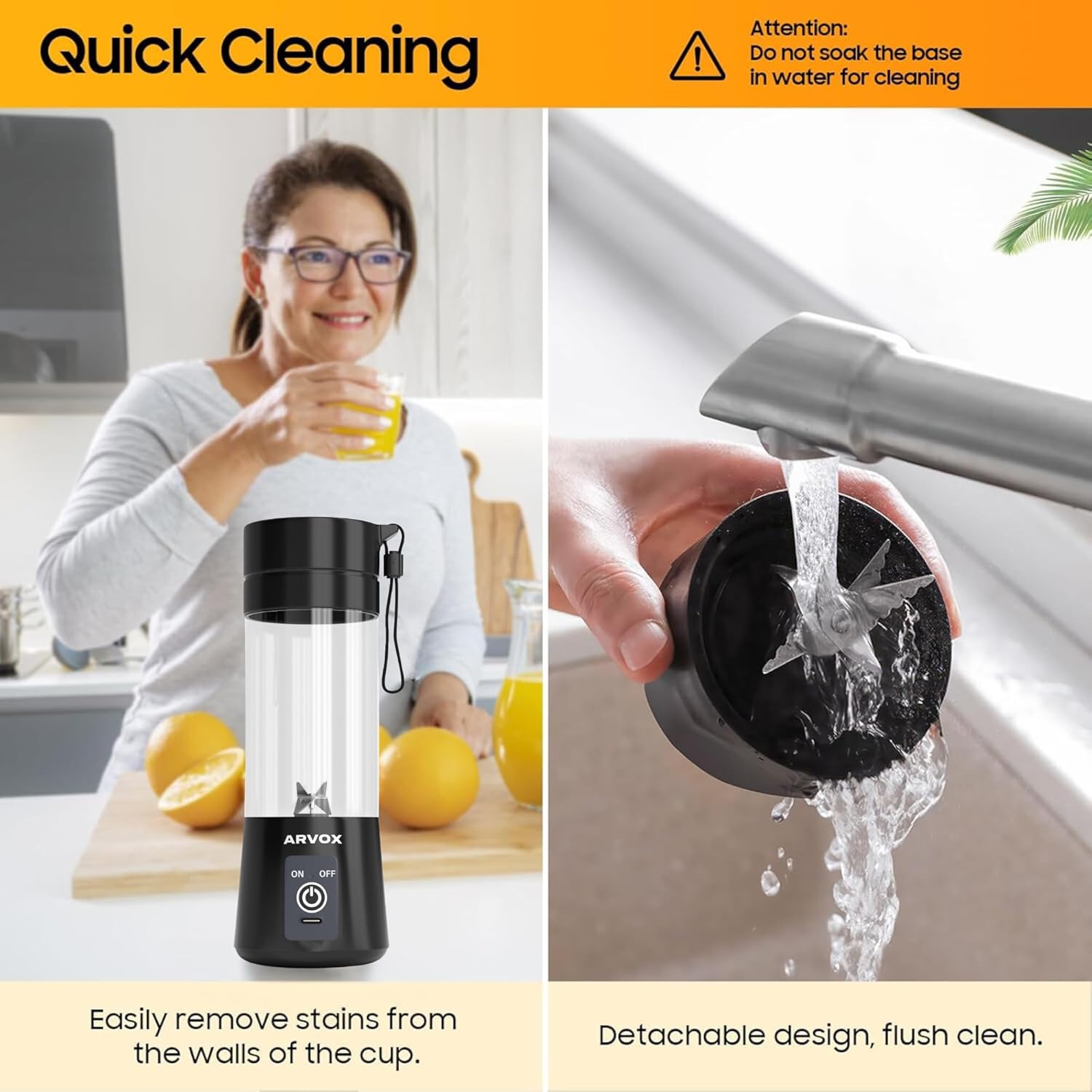 Arvox Portable Blender For Smoothie And Juices,Milk Shakes,Crushing Ice,Usb Rechargeable Blender Machine For Kitchen With 3000 Mah Battery,180 Watts Motor,400 Ml,Built-In Jar,Black offers donot miss