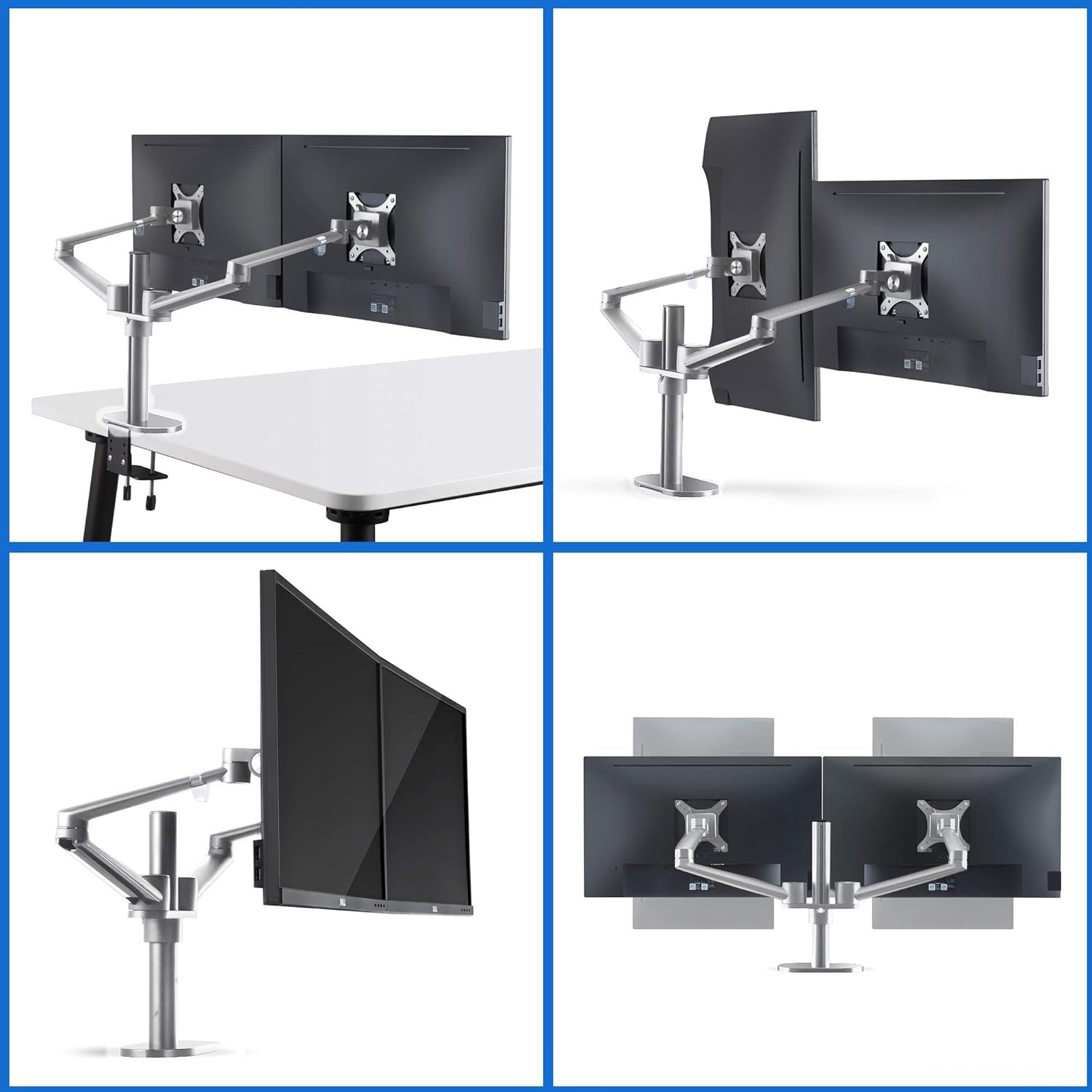 Onе-Dау Sаlе: Uр tо 80% оƒƒ Height Adjustable 3 in 1 Laptop Monitor Stand Compatible with 13 to 17.3 inch Laptop, Hold 2 Monitors 11 to 27 inch with Vesa, Monitor Desk Stand arm Riser Mount Stand Workstation (Silver)