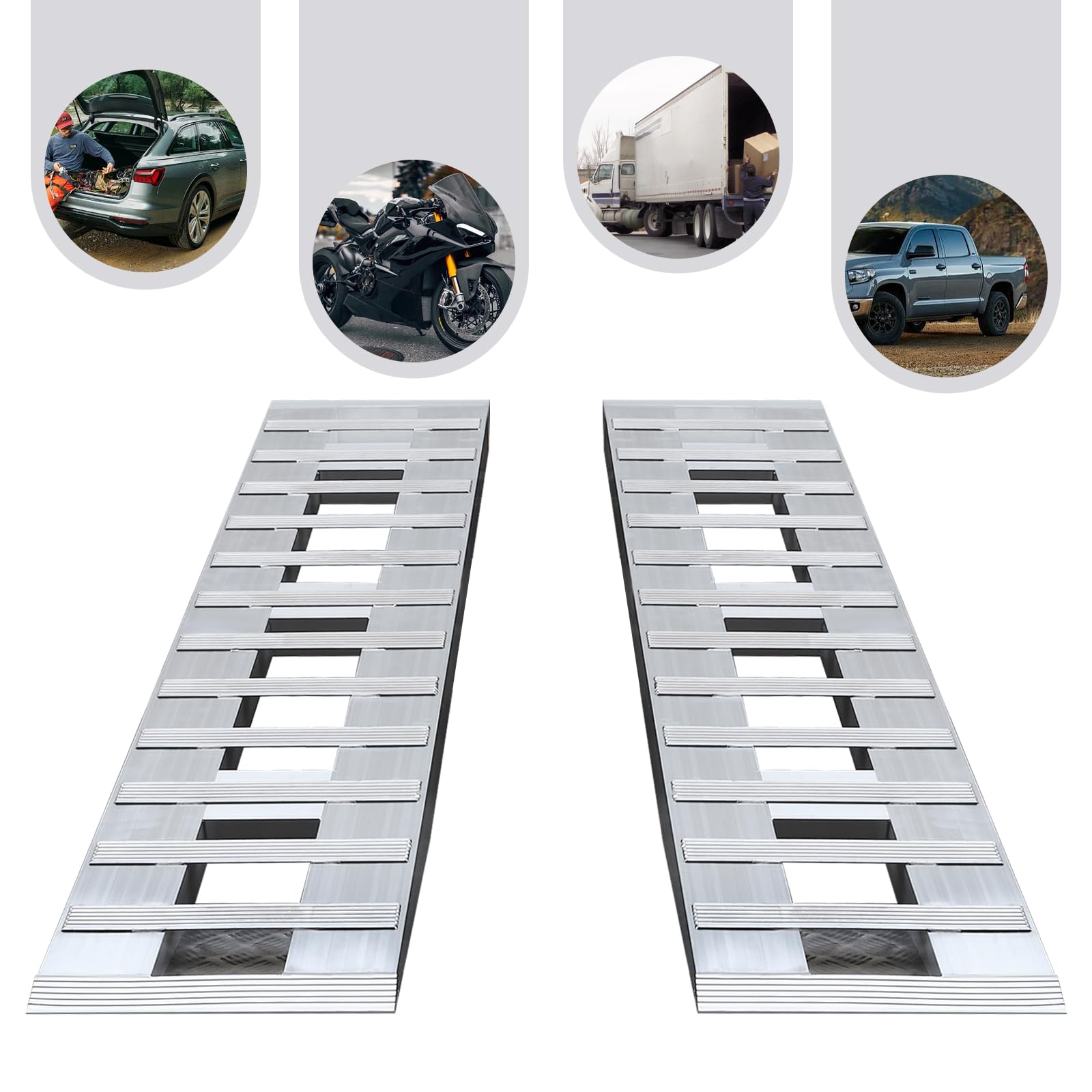 GarveeTech 2pcs Aluminum Trailer Ramps Heavy-Duty Loading Ramps With ...