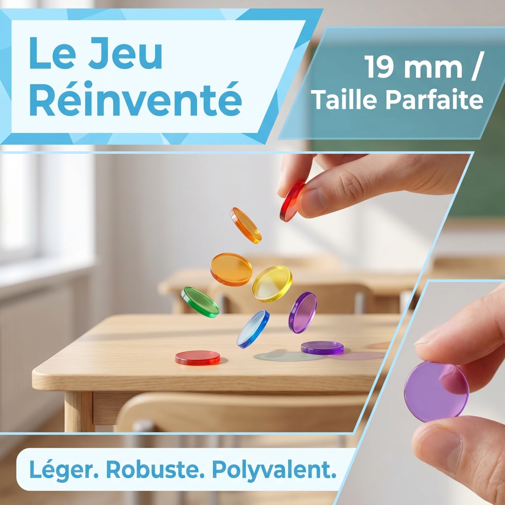 Toyvian Lot de 300 Jetons Plastique 19Mm Couleurs Variées 6 Teintes 50 Jetons par Couleur pour Jeux De Bingo Et Société Accessoires De Jeu