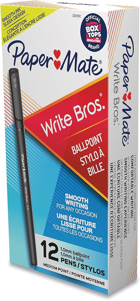 Paper Mate 3331131 Ballpoint Pen, Medium Point, Black Ink/Black Barrel