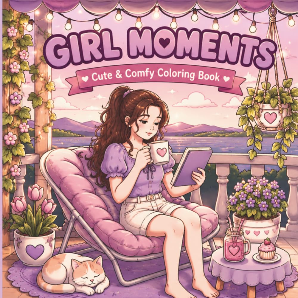 Girl Moments: Cute & Comfy Coloring Book