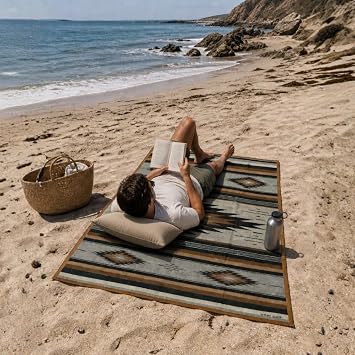 WP West Path Waxed Canvas Camping Blanket & Bedroll Waterproof Canvas Blanket, Oilskin Outdoor Blanket, Camp Blanket, Bushcraft Ground Cloth Brown Diamond, XL
