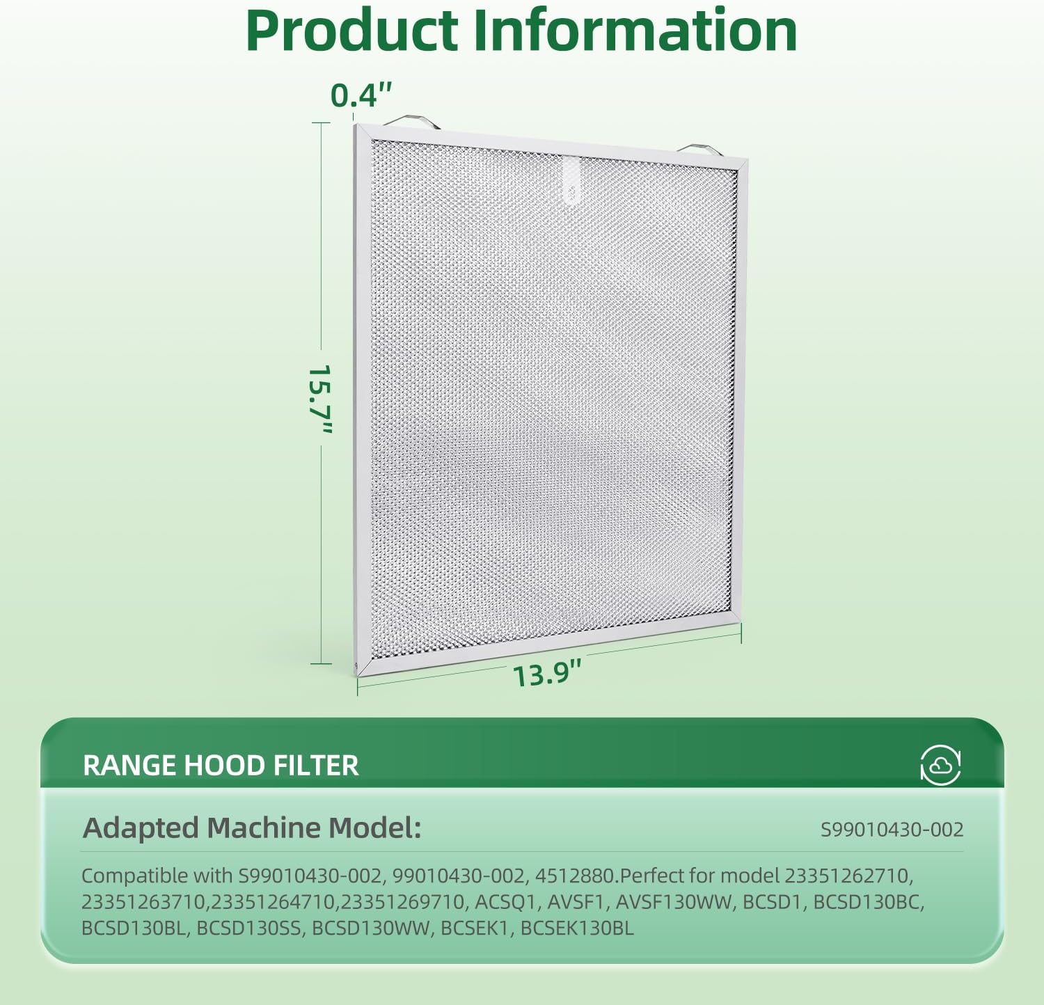 S99010430-002 Range Hood Filter Replacement 15-3/4" x 13-7/8" x 3/8" Compatible with Broan Nutone 4512880 HPF30 Kitchen Exhaust Fan Filter,5-Layer Aluminum Grease Filter,2 Pack