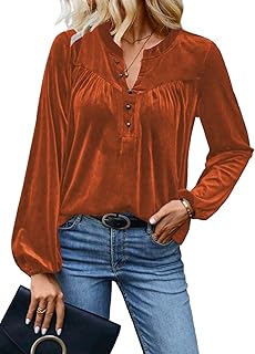 Womens Long Sleeve V Neck Dressy Casual Elegant Velvet Tops Winter Fall ...