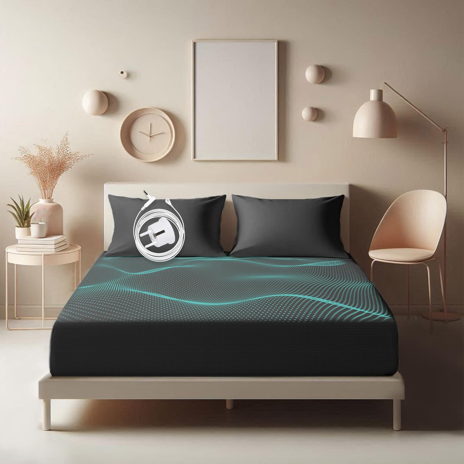 RIQINXIN Drap de Mise à la Terre Grounding Fitted Sheet 90% Coton Biologique & 10% Fibre d'argent Pur, Drap de Mise à La Terre éLastique EntièRement Enveloppé, AméLiore Le Sommeil 140 X190+35CM