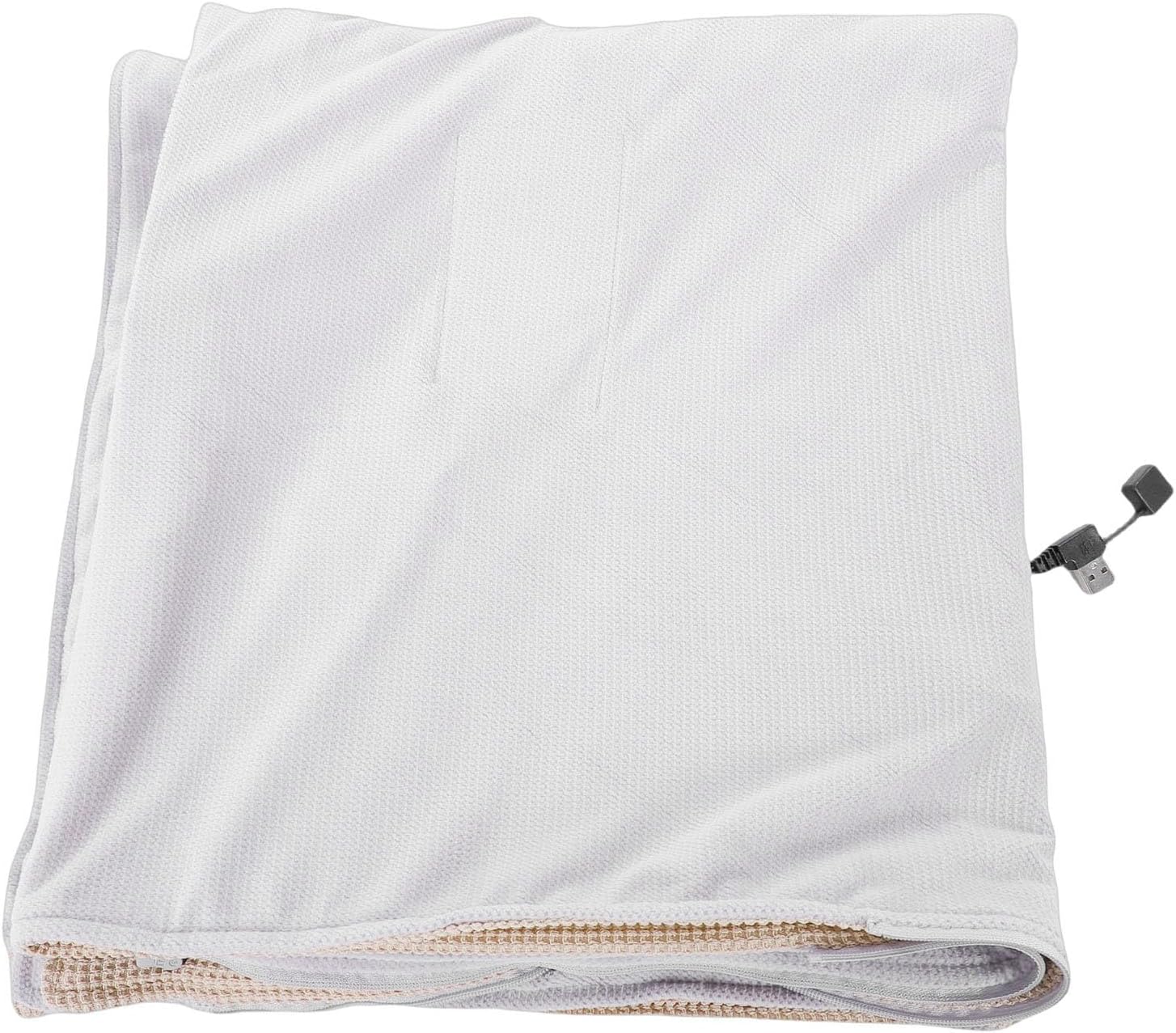 Electric Heated Shawl, USB Powered Heating Throw Wrap, Soft Knitted Fabric Shawl with Zipper Closure, Ideal for Office Home Travel, Apricot Color