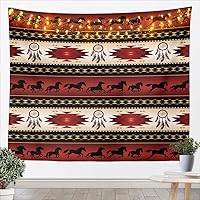 Vista 21 de Tapiz de caballos, tapices aztecas nativos del suroeste, granja, vida silvestre, arte de pared, arte de pared de geometría tribal india