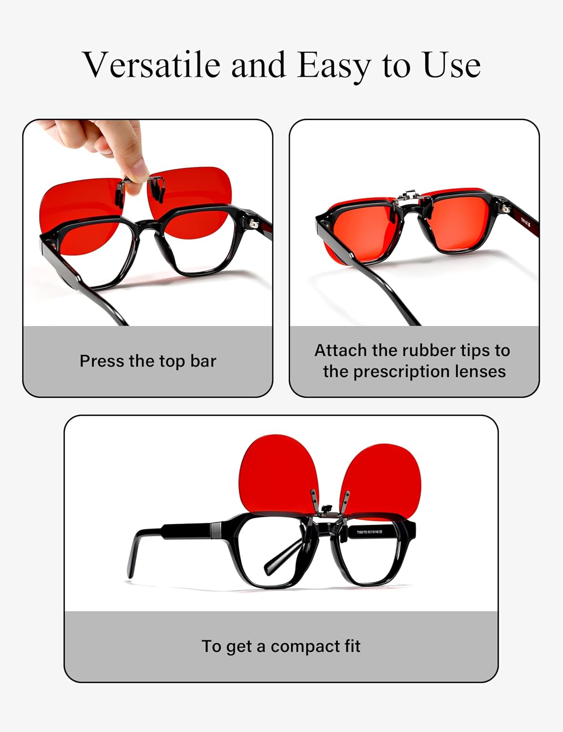 Slocyclub Clip On Blue Light Blocking for Women and Men,Flip-Up Design for Computer, TV, Gaming Reduces Eye Strain