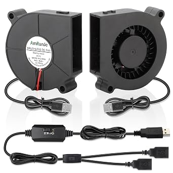 60mm Small USB Blower Fan 5V with 3 Degree Speed for Helmet 2pcs | Brushless DC Squirrel Cage Fan, Electronic Cooler for Cooling Xbox Computer Case Cosplay Costume Helmet PC Receiver