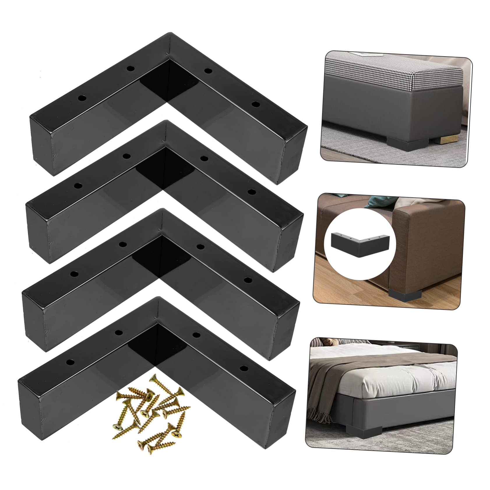 Homoyoyo Piedini per Mobili in Ferro Nero 4pezzi Buona Stabilità e Protezione per Pavimenti in Legno, per Camera da Letto e Armadi