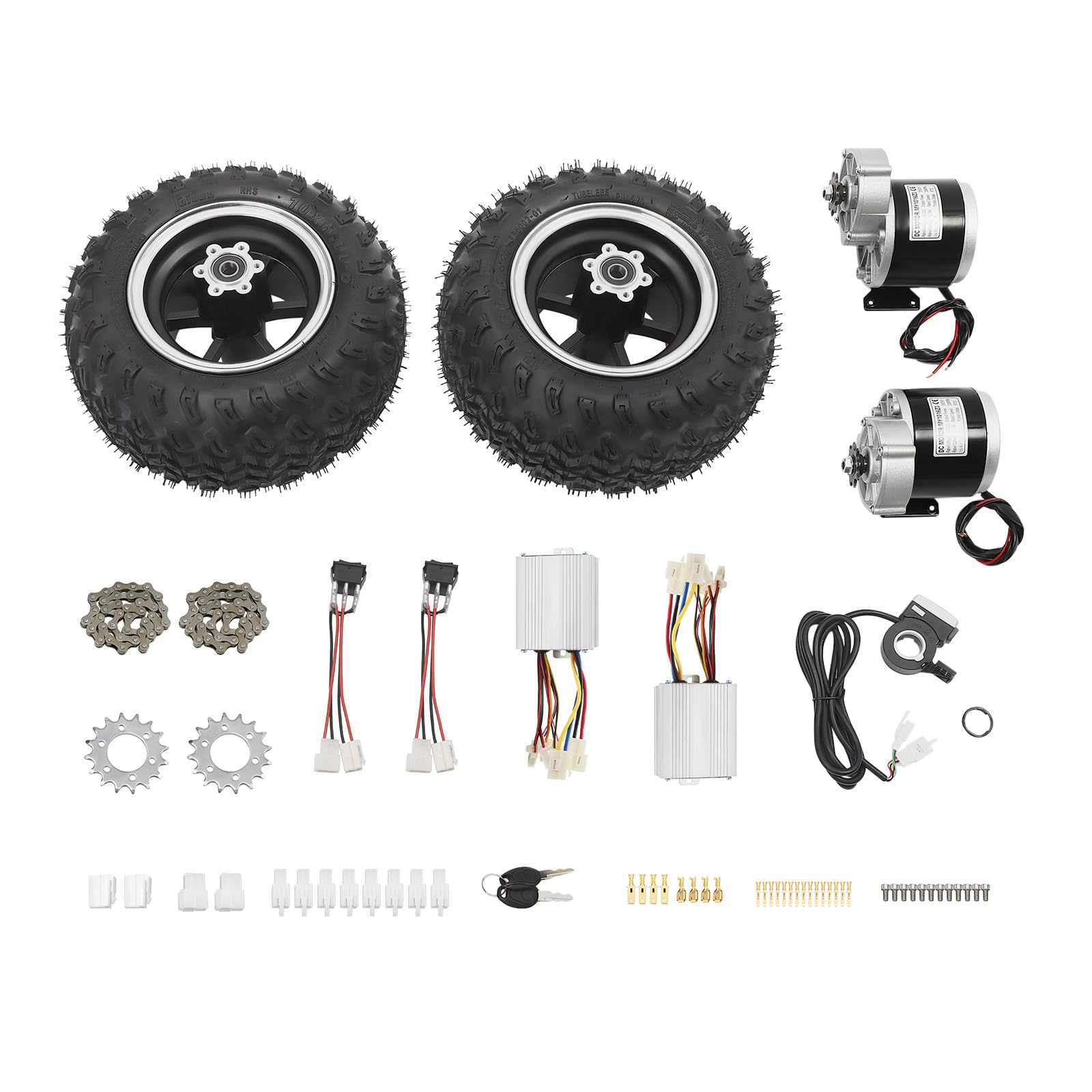 CRYBY Motor Drive Air Wheel Conversion Kit, 350W Double Wheel Motor Set Electric Wheelchair Motor Kit with 2 Wheels and 2 Motors, Motor Drive Air Wheel Conversion Kit with Thumb Throttle