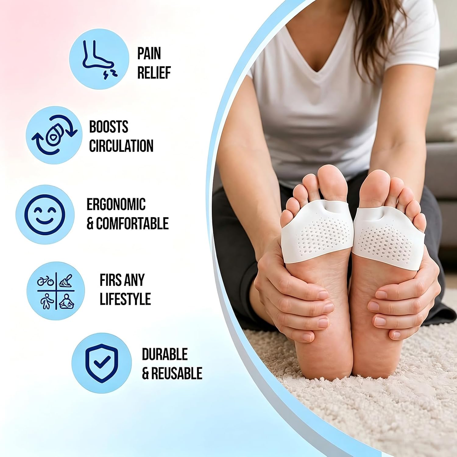 Alignura 3‑in‑1 Pro Silicone Forefoot Sleeves, 2 Pairs Toe Alignment Sleeves with Toe Separators, Ultra‑Thin for Daily Wear, Transparent & Pink