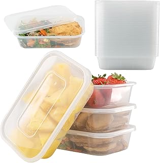 Coselena 50Pcs Plastic Food Containers with Lids, Takeaway Containers With Lids - Microwave BPA Free Food Storage Containers | Freezer Storage Boxes, Food Containers With Lids, Food Containers 500ml