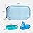 Serfeymi Weekly Travel Pill Organizer 2 Times A Day AM PM Upgraded Rainbow Pill Box 7 Day with Portable Zipper PU Leather Pill Case, Medicine Organizer for Pills, Vitamins, Fish Oils - Blue 01