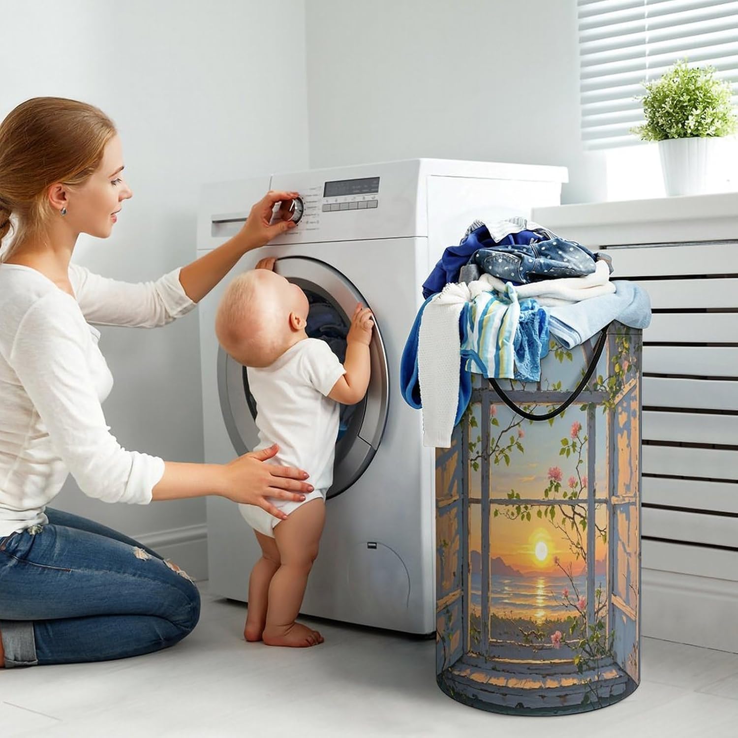 When The Sun Goes DownFoldable Large Capacity Laundry Hamper with Handles,Extra Big Collapsible Clothes Basket for Home Storage