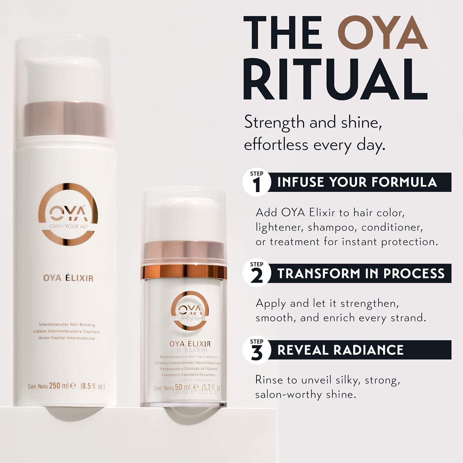 OYA ELIXIR Hair Smoothing Serum - Reconstructive Additive for Color Treated Hairs with Argan Oil & Green Tea Extract - Essential Anti Frizz Repair for Silky, Strong, Shiny, Healthy Hair Care - 50ml