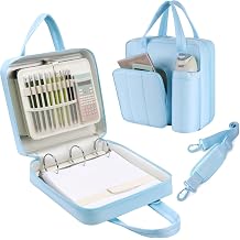 Upgraded Zipper Binder | 3-Inch & 2-Inch O-Rings, 600 Sheet Capacity Trapper Keeper with 13 Inch Laptop Sleeve & Water Bottle Holder, Binder Bag with Multi-Pockets & Shoulder Strap Blue