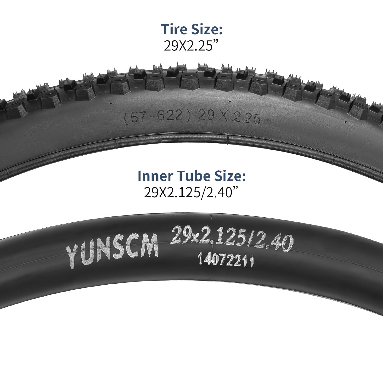 YUNSCM 2-Pcs 29-inch MountainFietsbanden 29x2.10/54-622 and 29-inch Heavy Duty Binnenband Schrader Valve with Compatible with 29x2.0 29x2.10 29x2.125 Fietsbanden and Binnenband (Y-1089