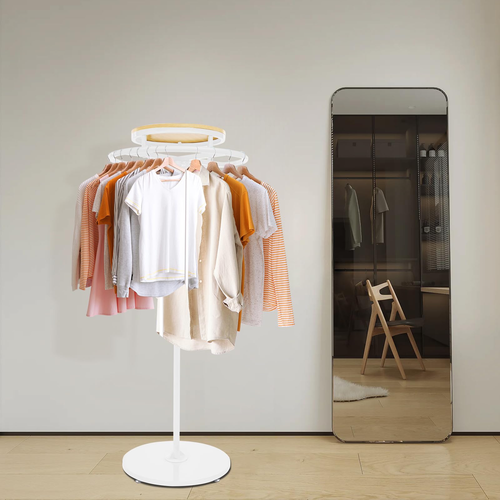 Runder Kleiderständer,runder Garderobenständer | für Laden und Zuhause, drehbar 360 Grad, Holz-Metallgestell, Höhe 140 cm Kleiderständer Einzelhandel Boutique