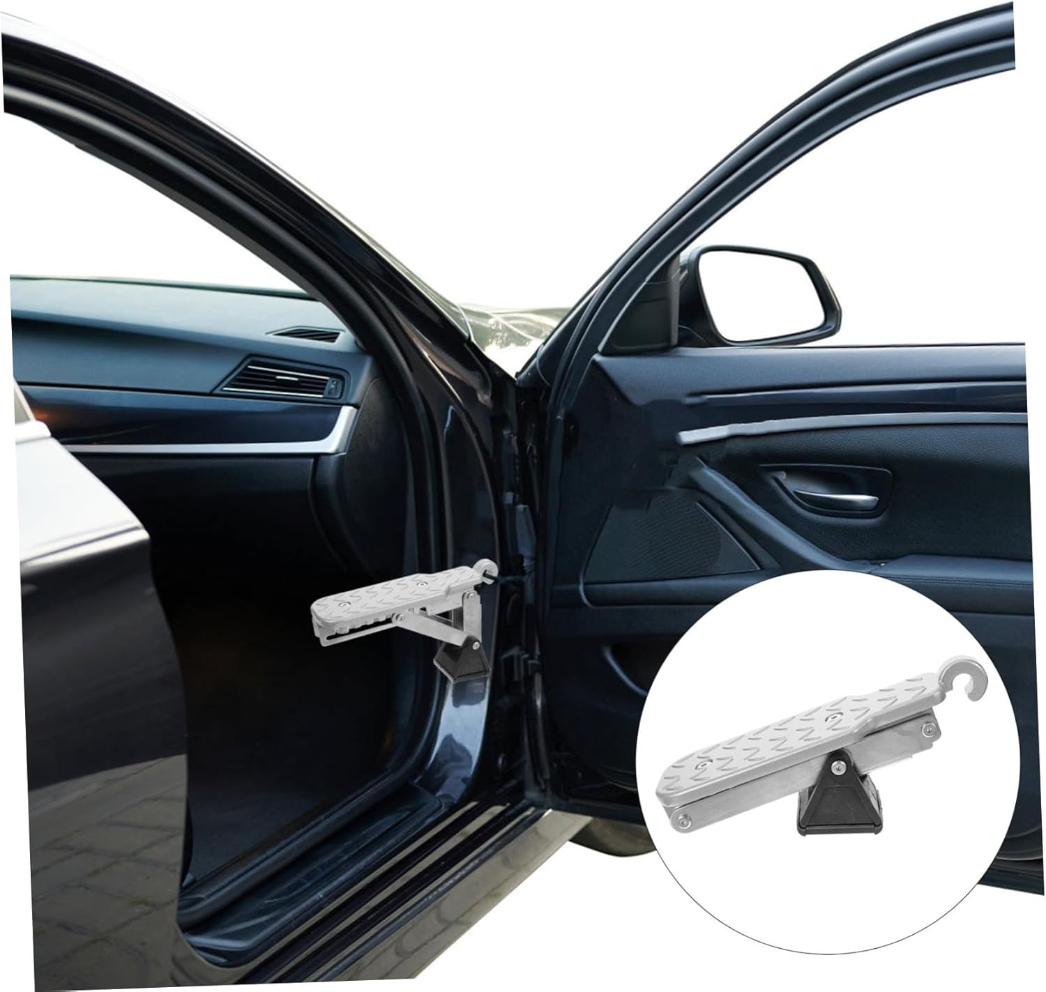 PRETYZOOM Aluminum Car Door Step Folding Tire Step for Truck Roof Access Hook for SUV and Pickup for Easy Vehicle Access