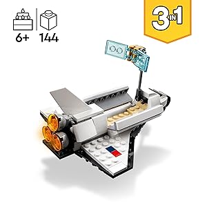 LEGO Creator 3 in 1 Space Shuttle Toys - Space Toys Building Set for Boys & Girls, Ages 6+ - Option to Build 2 Spaceships or Astronaut - Educational Gift for Kids Birthday & Holidays - 31134