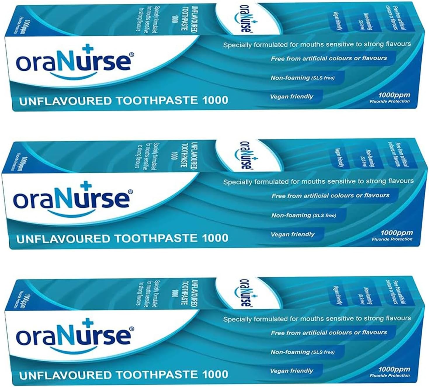 Unflavoured Toothpaste 3 Pack - Non-Foaming SLS-Free for Kids and Adults with 1000ppm Fluoride for Sensitive Mouths | 50ml