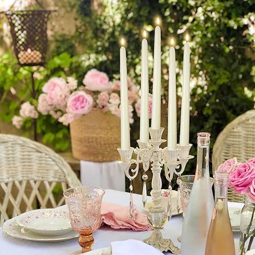 Miniatura 5 de Uwax Velas cónicas color marfil elegante juego de 12 velas sin goteo de alta calidad de 10 pulgadas 8 horas de tiempo de combustión alto ideal para