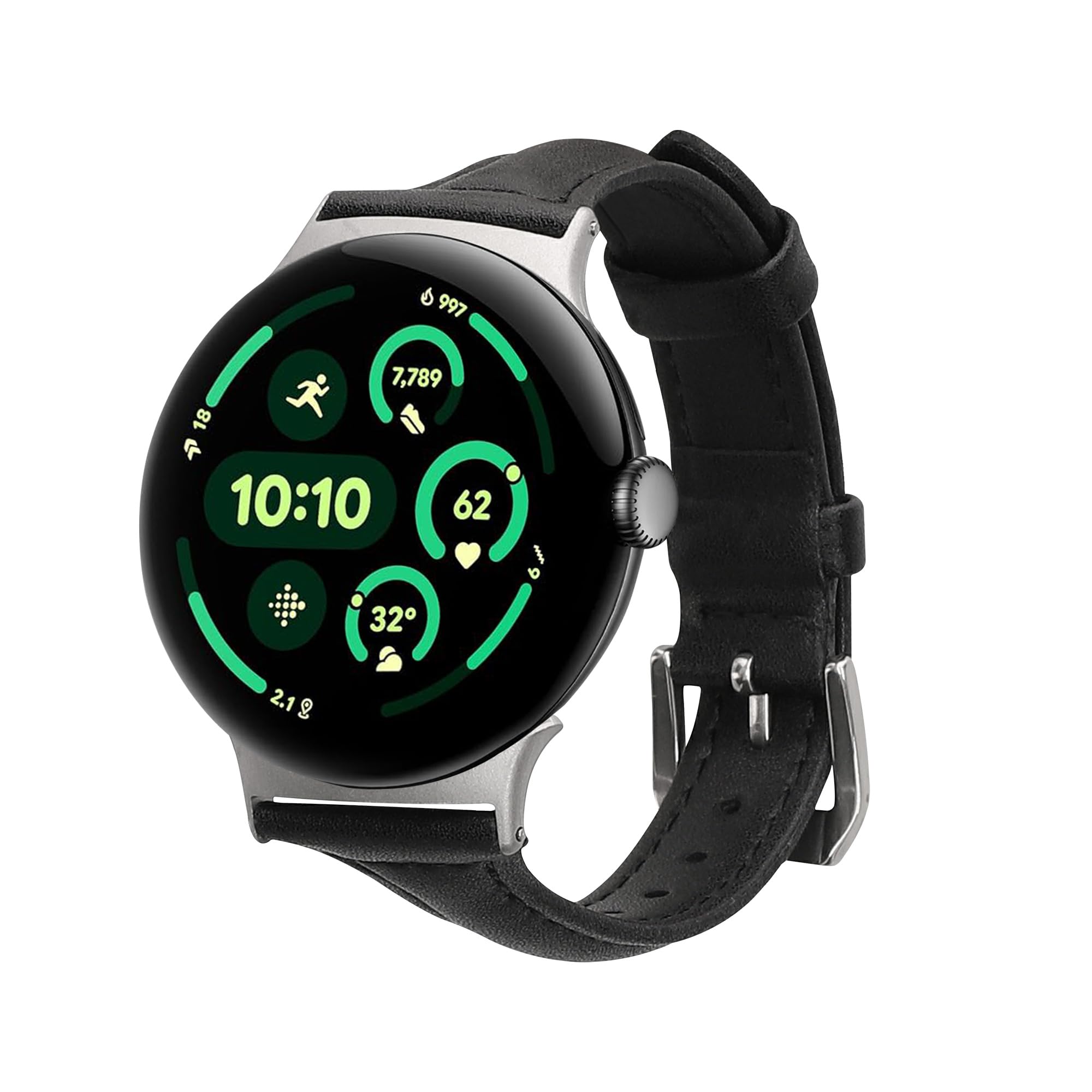 kwmobile pasek do zegarka z prawdziwej skóry kompatybilny z Google Pixel Watch 3 45mm / Watch 4 45mm - pasek wymienny do fitness trackera - pasek do smartwatcha - czarny