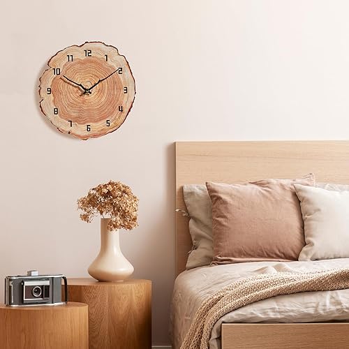 Miniatura 5 de Reloj de pared rústico silencioso de 12 pulgadas, funciona con pilas, decoración del hogar para baño, cocina, dormitorio, sala de estar, anillo anual
