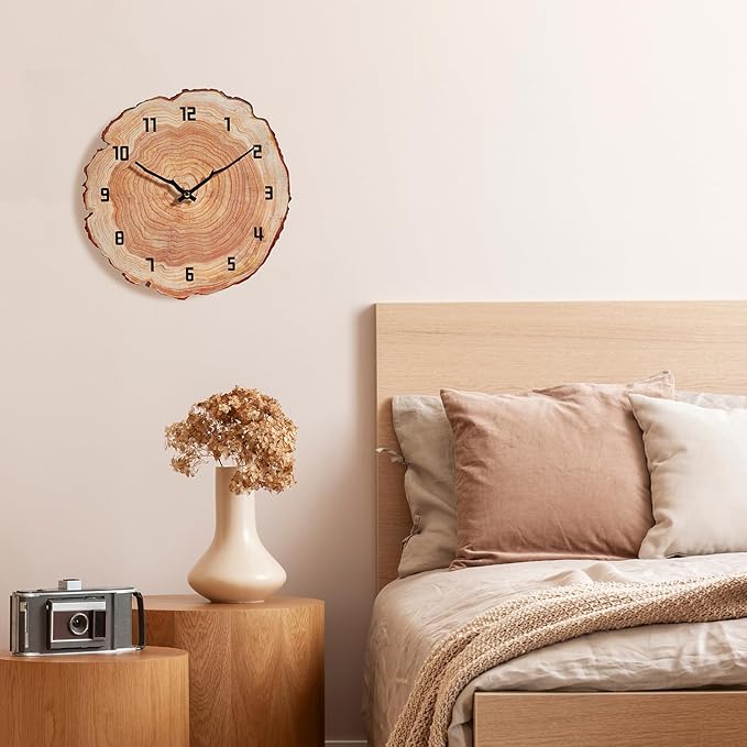 Reloj de Pared Rústico de Madera 30 cm Analógico Silencioso miniatura 2