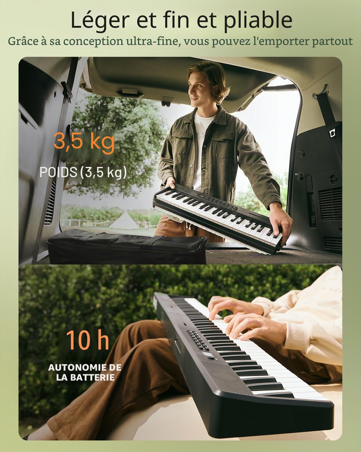 Donner DP-10 clavier de piano portable 88 touches pour débutant, clavier de piano pliable Bluetooth avec pédale, sac de piano, noir
