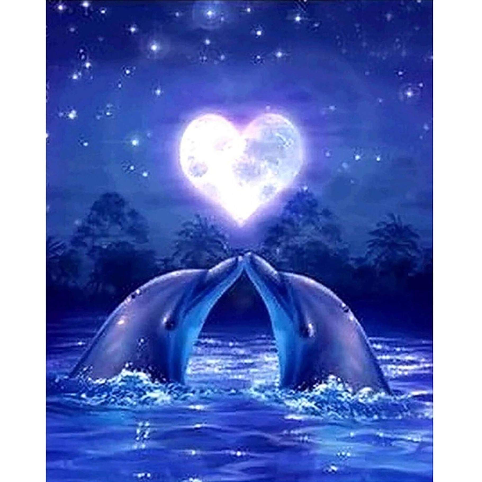 Diamond Painting DIY Dauphin Broderie Diamant 100% Strass Diamant Peinture Complète Diamant Rond