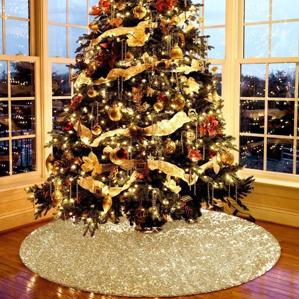 Weihnachtsbaum Rock, Weihnachtsbaumrock, Pailletten Doppelschichten Weihnachtsbaum Matte Weihnachtsbaum Dekorationen Decke Weihnachtsbaum(B,48inch)