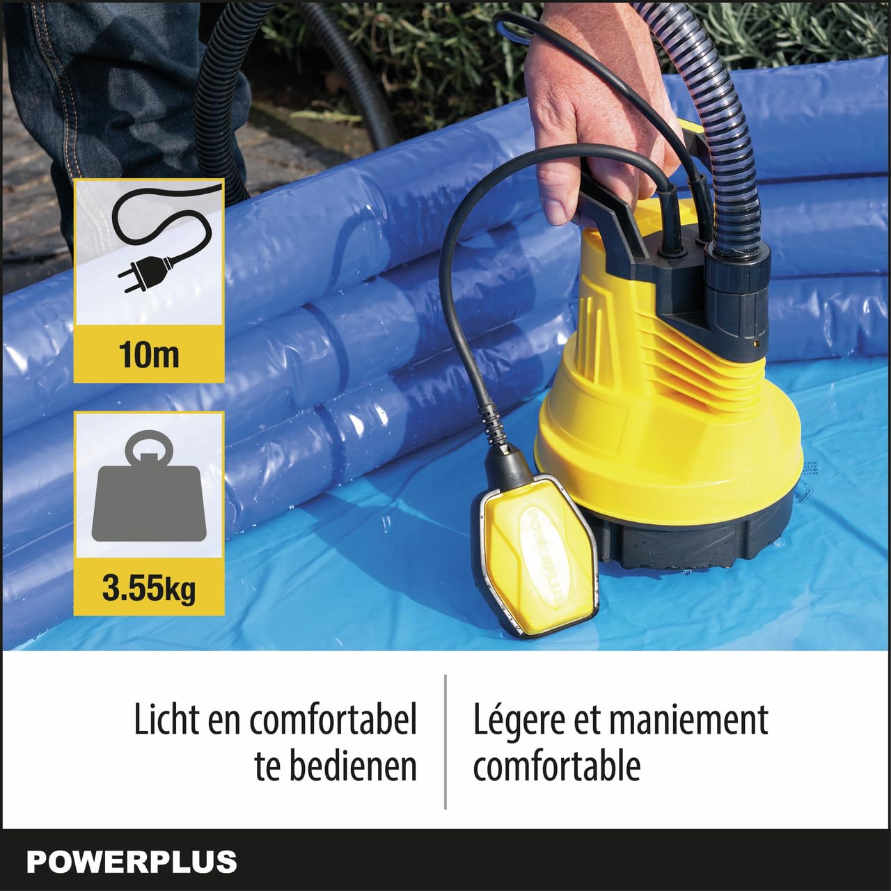 POWERPLUS Bomba sumergible POWXG9502-350w y un caudal de 5000 l/hour