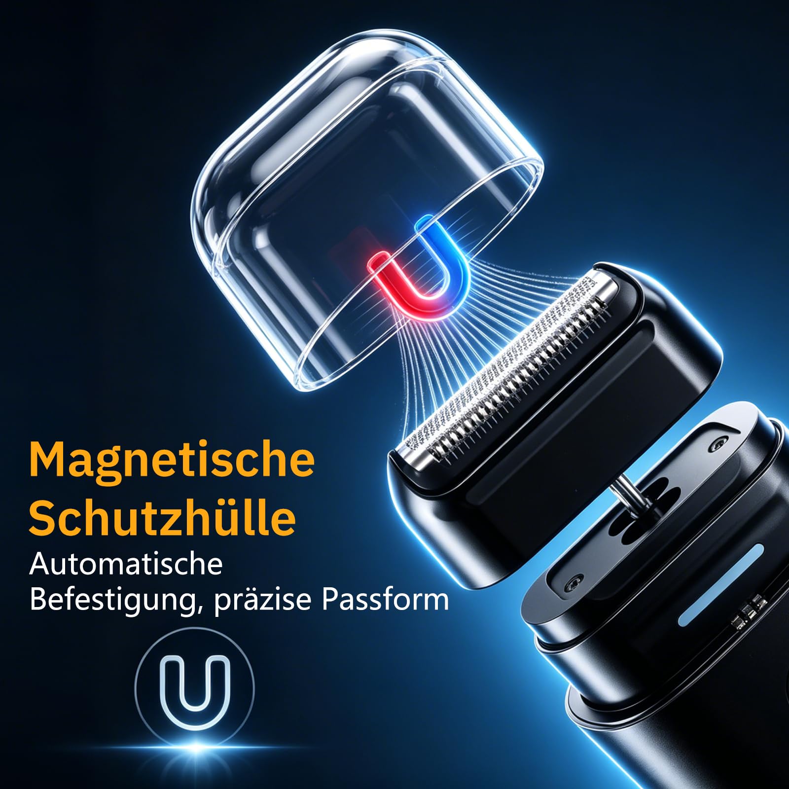 Rasoio elettrico da uomo, portatile, con doppia lama galleggiante e lampada UV, rifinitore ricaricabile USB-C per uomini