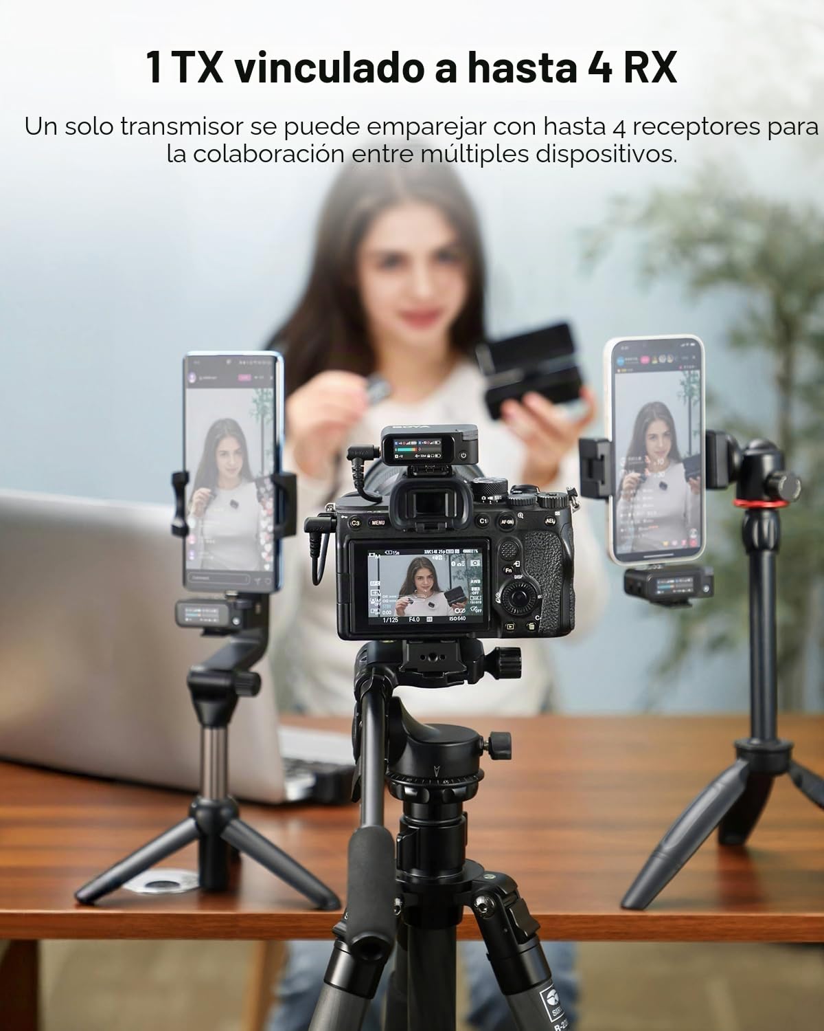 BOYA BOYAMIC 2 Micrófono Lavalier Inalámbrico para iPhone/Android/PC, Micrófono USB-C Mini Teléfono Móvil con Reducción de Ruido AI, 300M, 48KHz/32Bit, Micrófono de Solapa para Grabación de Video