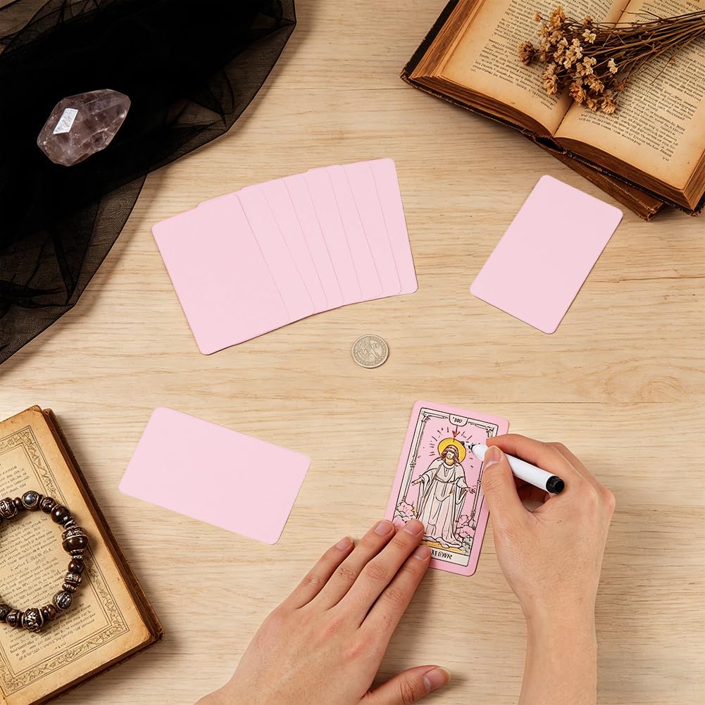 NBEADS 160 Blank Tarot Cards, Write-On Oracle Cards with Pink Back Design DIY Tarot Deck for Meditation Workshops Party Activities Creative Gifts, 2.7×4.7inch